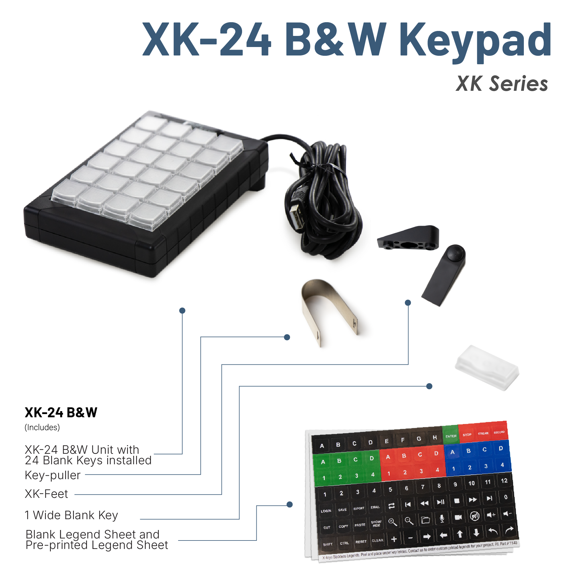 XK-24 Black & White USB Keypad