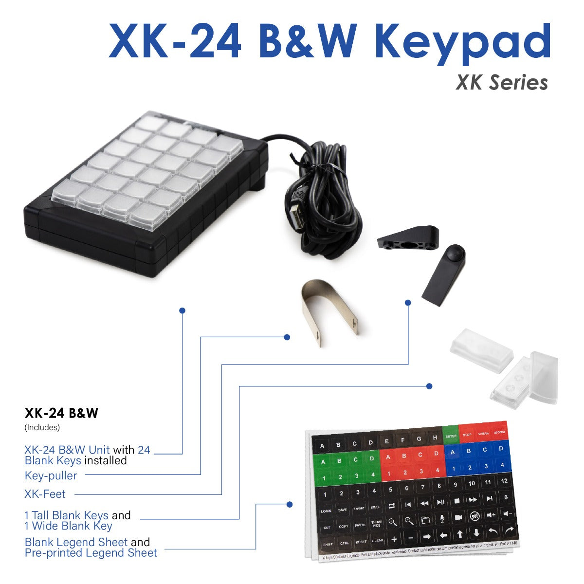 XK-24 Black & White USB Keypad
